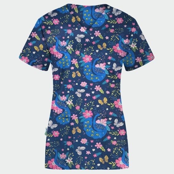 BAMBINA blúza zdravotnícka, vzor pávy