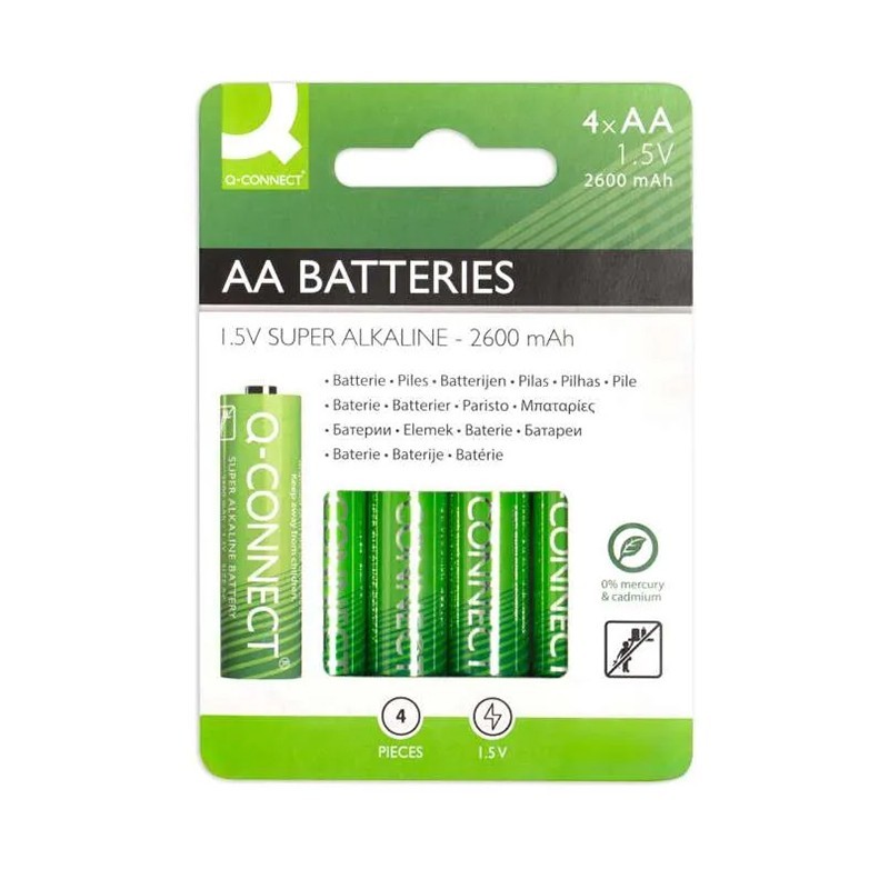 Baterie tužkové Q-Connect 1,5V, LR03, typ AA, 4 ks