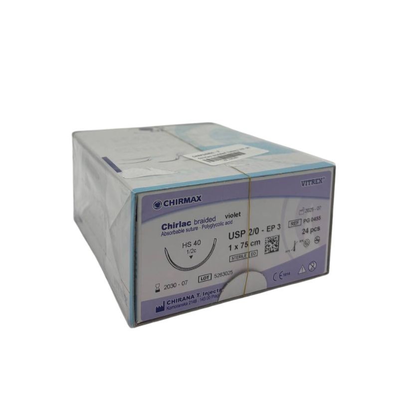 Chirlac braided violet 2/0 (3) 75 cm HS40, 24 ks