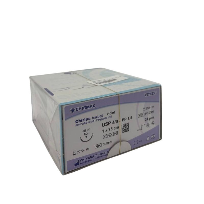 Chirlac braided violet 4/0 (1,5) 75 cm HS21, 24 ks
