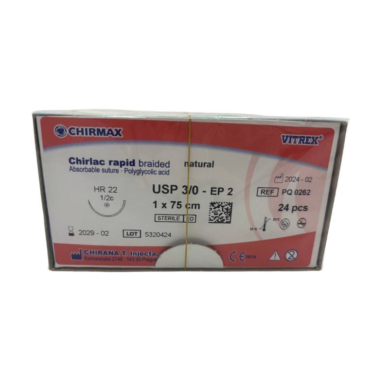 Chirlac rapid braided natural 3/0 (2) 75 cm HR22, 24 ks