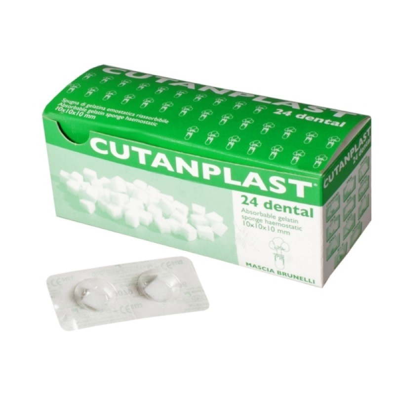 Cutanplast dental 10 x 10 x 10 mm,  absorpční hemostatikum, 24 ks