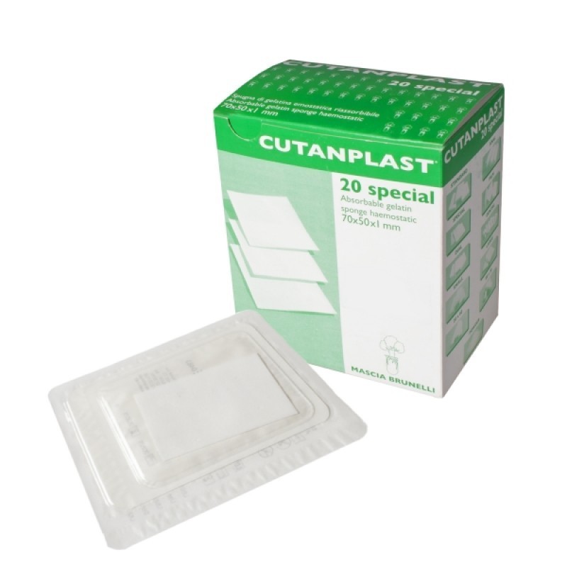 Cutanplast special 70 x 50 x 1 mm, absorpční hemostatikum, 20 ks