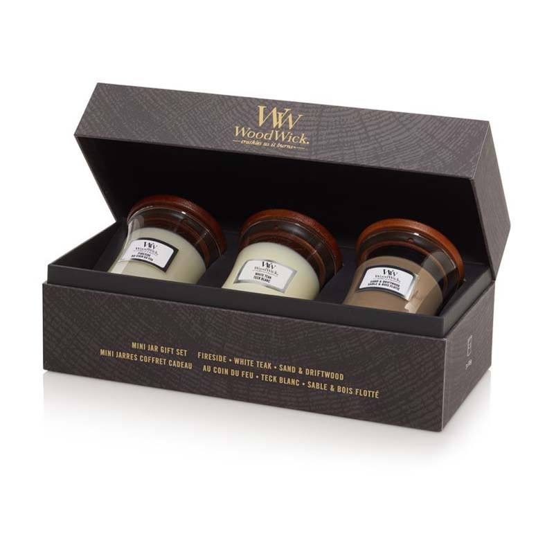 WW.Dárkový set 3ks sklo malé Dřevité/Fireside,White Teak,Sand & Driftwood