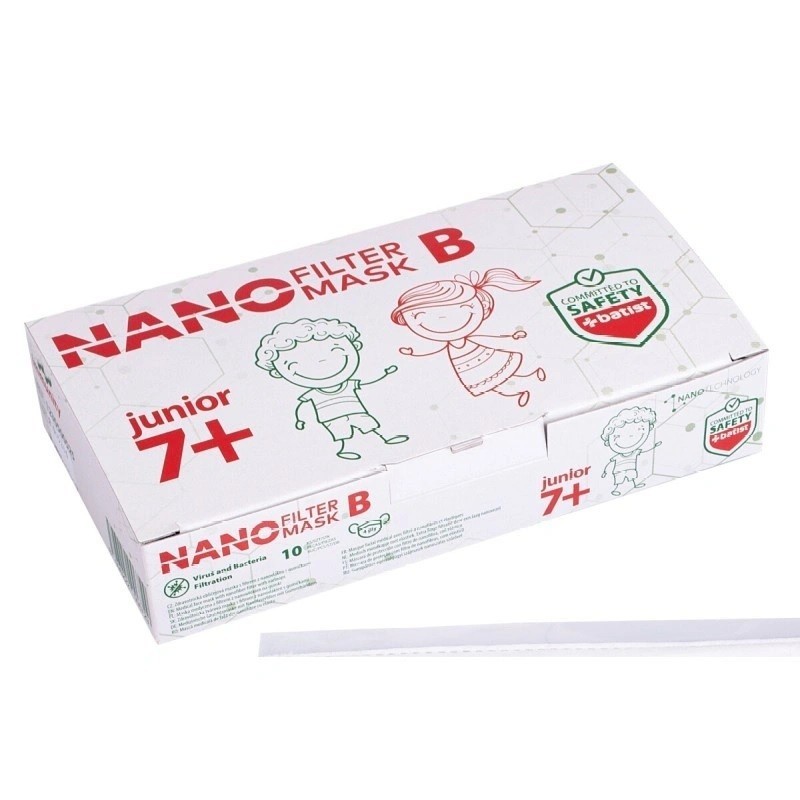 Dětské NANO ústenky 4 vrstvé s gumičkou, bílé, s potiskem, 10 ks, exp. 10.11.2025