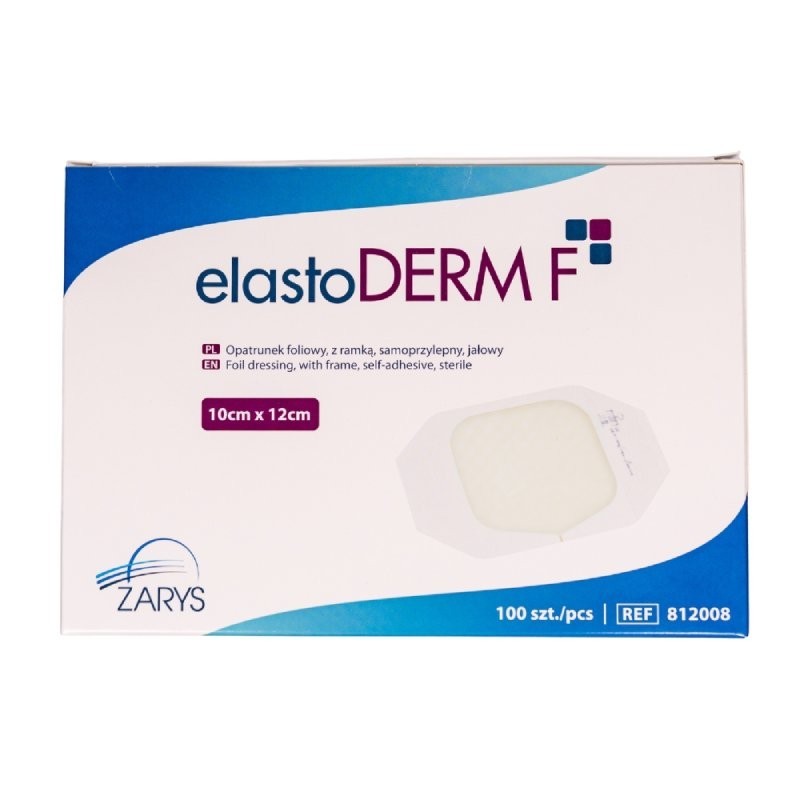 elastoDERM F - fóliové krytie s "rámčekovým" typom aplikácie, 10 cm x 12 cm, sterilné, 100 ks