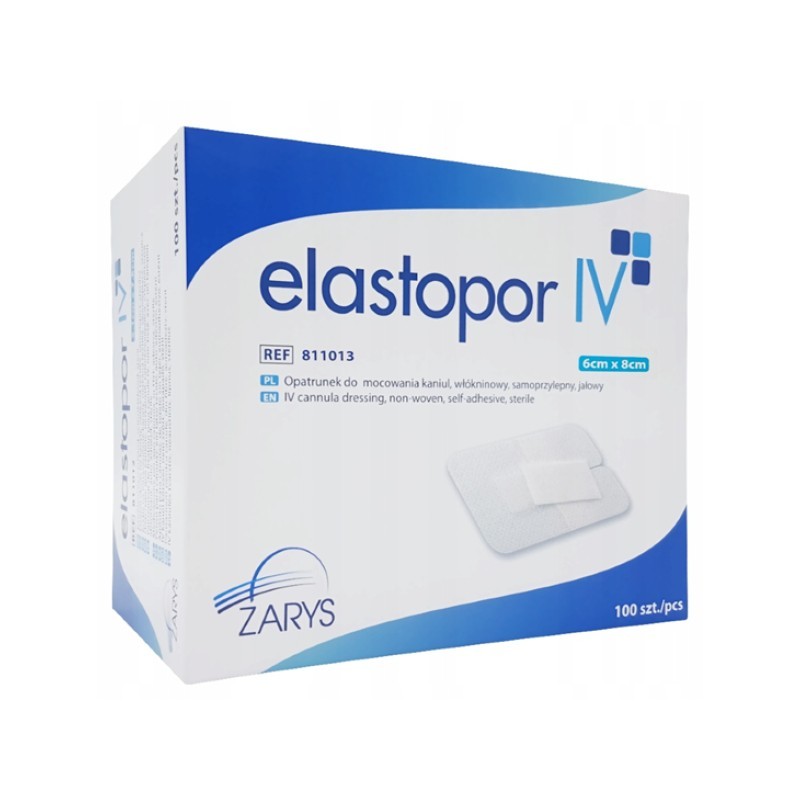 Elastopor I.V. , netkané krytí pro IV kanylu, 6 x 8 cm, sterilní, 100 ks