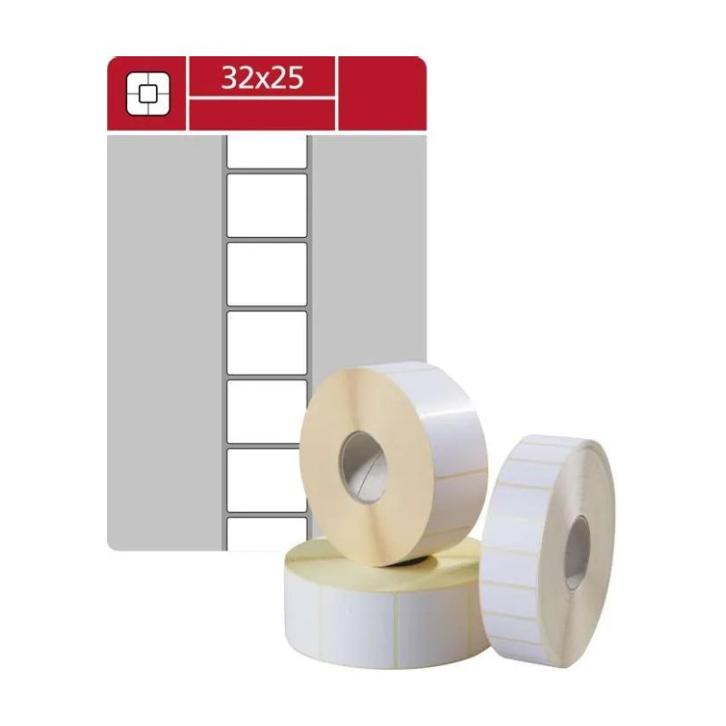 Etikety na kotúči S&K Label - termotransferové, biele, 32x25mm, (bal.4000ks)