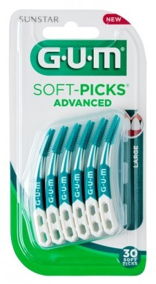 GUM Soft-Picks Advanced masážní mezizubní kartáček, 20 + 4 + papírový stojan