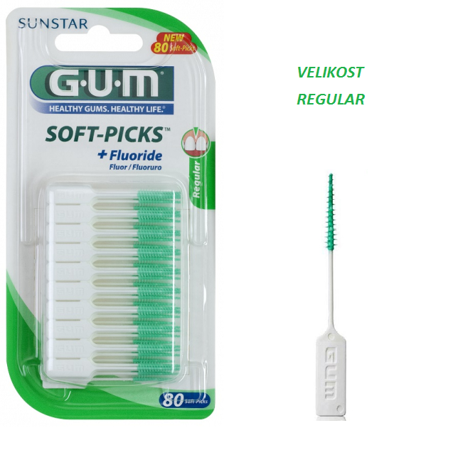 GUM Soft-Picks masážní mezizubní kartáček s fluoridy - velikost Regular, ISO 1, 80 ks