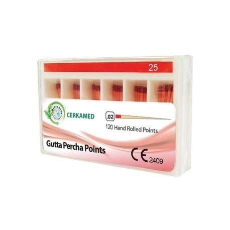 Gutaperčové čepy 2%, konicita 02, velikost 80, 120 kusů, exp 04/2023
