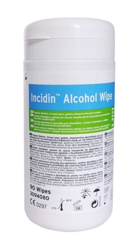 Incidin Wipe dezinfekčné utierky s alkoholom, 90 ks