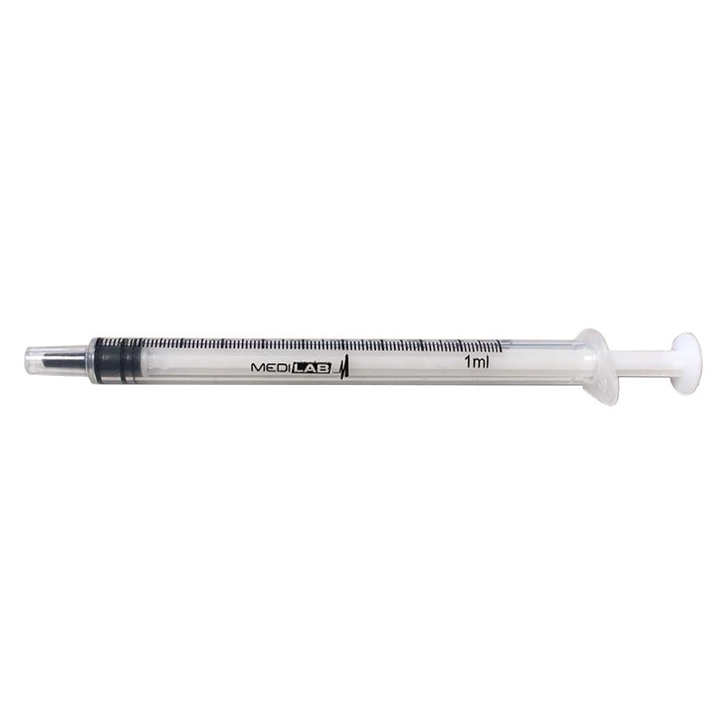 Injekčná striekačka Medilab 3-dielna, Luer Slip, bezzostatková, 1 ml, 100 ks
