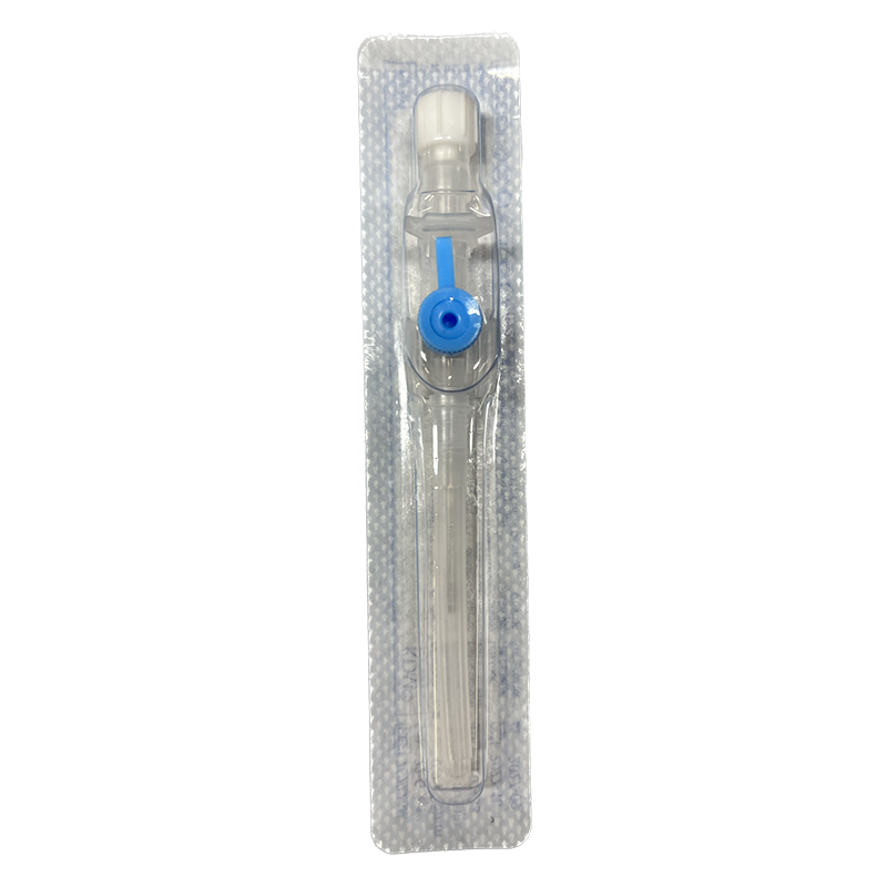 Intravenózní kanyla FEP KDM s křidélky, s portem - modrá, G 22, 0,9 x 25 mm