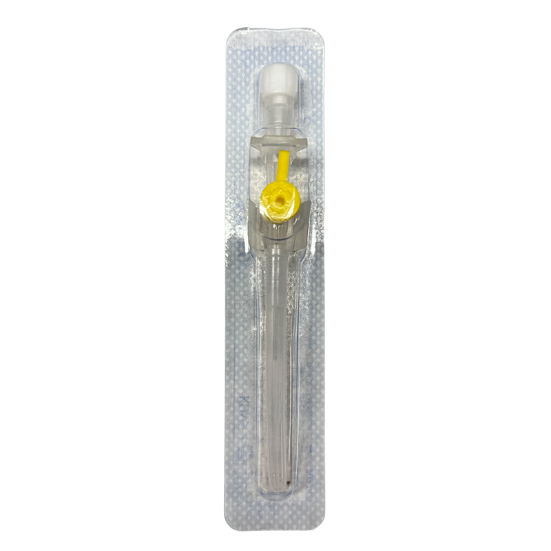 Intravenózní kanyla KDM s křidélky, s portem - žlutá, G24, 0,7 x 19 mm