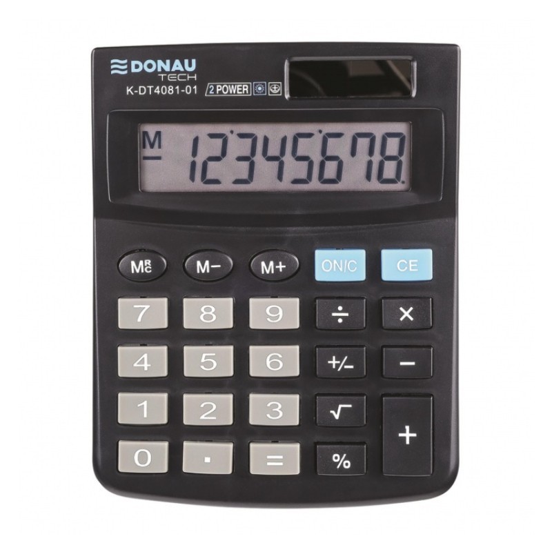 Kalkulačka stolní Donau Tech, 8-místný displej, černá