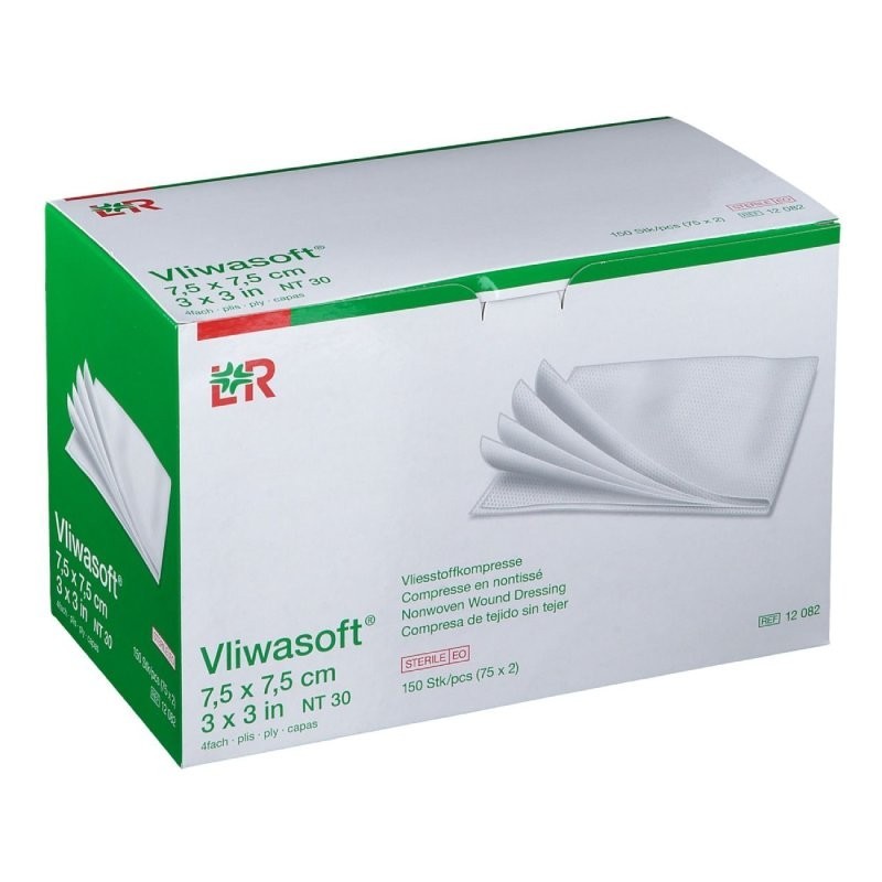 Kompresy netkaná textilie Vliwasoft, sterilní, 4vrstvy, 150 ks