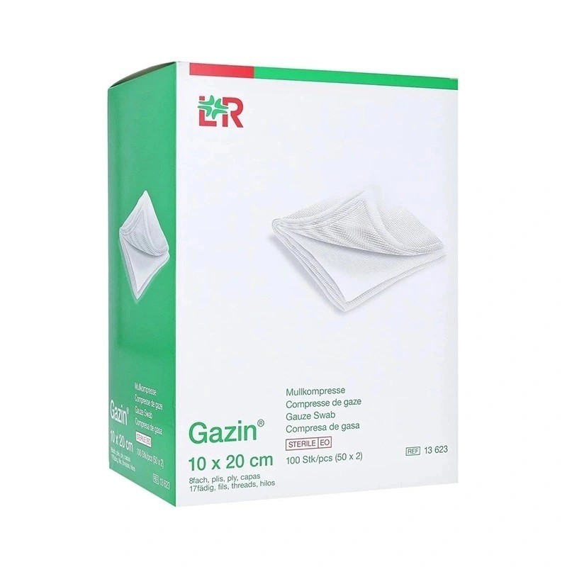 Kompresy z gázy se založenými okraji Gazin sterilní 17/8vr. á 2 ks, 50 ks v balení