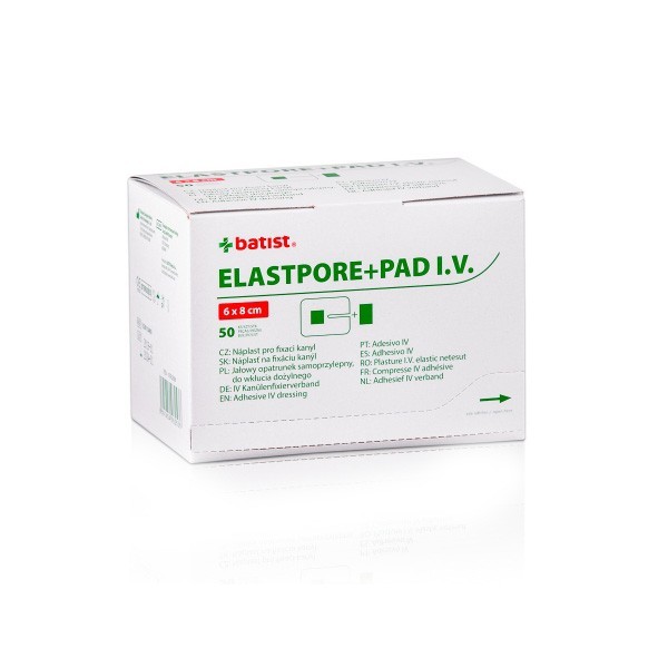 Náplast fixační Elastpore+Pad I.V. 6 x 8 cm sterilní, elastická, 50 ks