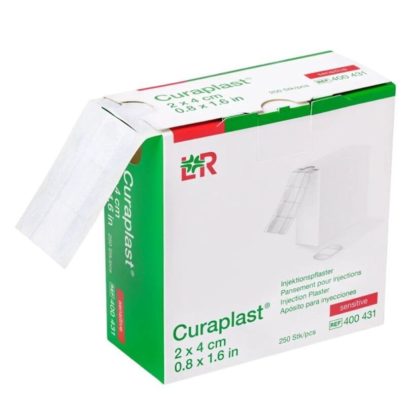 Náplast poinjekční Curaplast Sensitive 2 x 4 cm netkaný textil, 250 ks