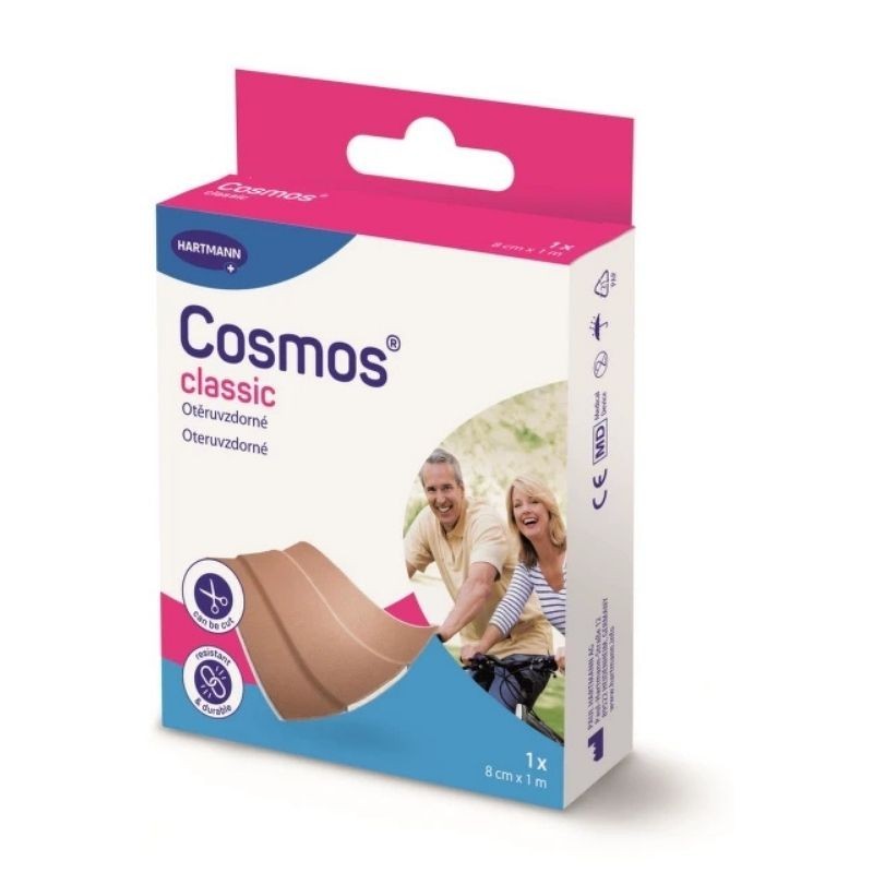 Náplast polštářková Cosmos classic, textilní, pevná, v roli, 8 cm x 1 m, 1 ks