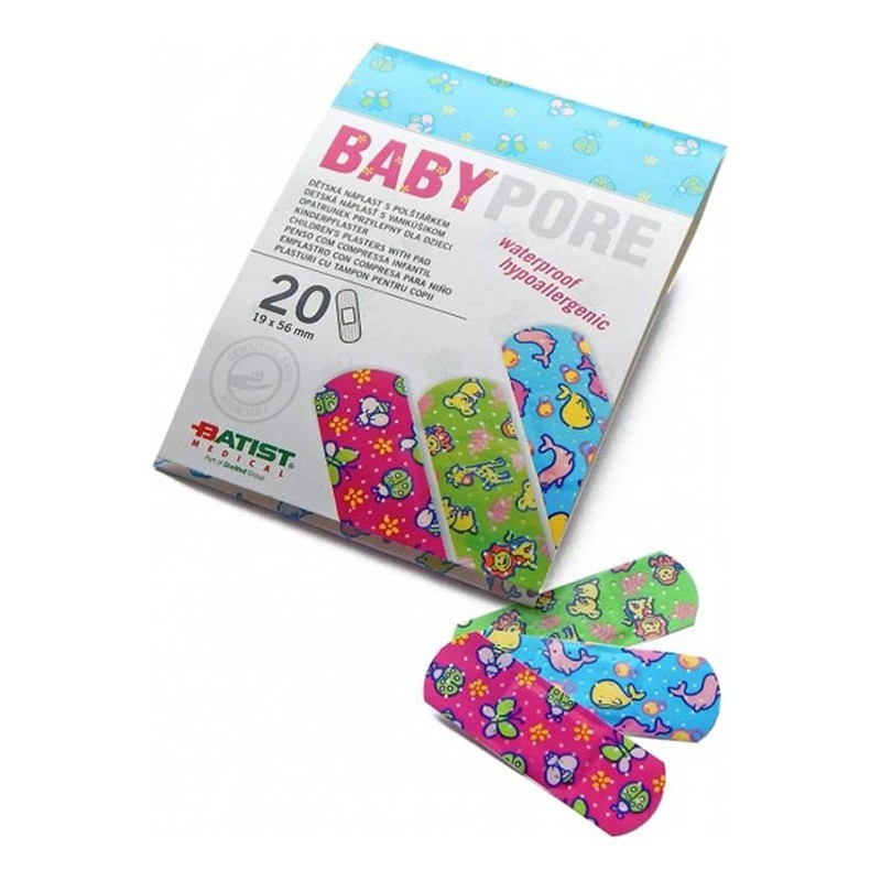 Náplasti detské Babypore, 19 x 56 mm, 20 ks