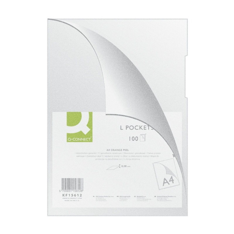 Obal zakladací L Q-Connect A4, 80mic., krupičkové, číre (bal.100ks)