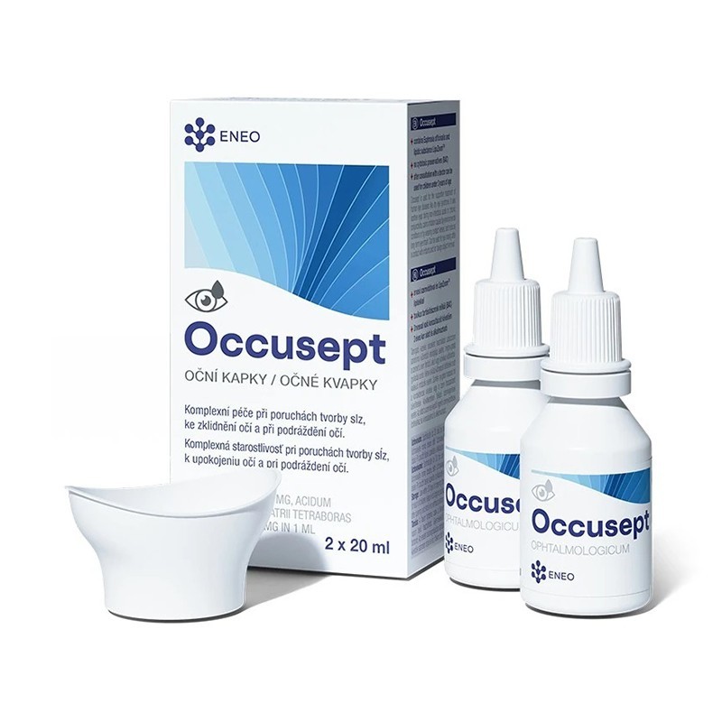 Occusept očné kvapky s vaničkou, 2 x 20 ml