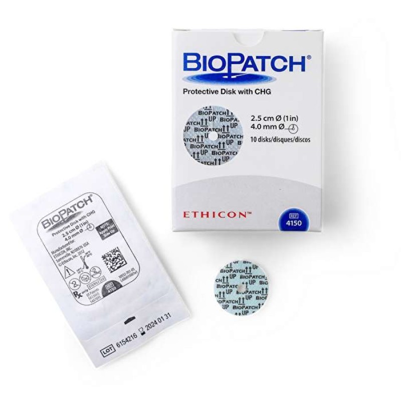 Ochranný disk s CHG BIOPATCH, 2,5 cm, 4 mm otvor, 10 ks