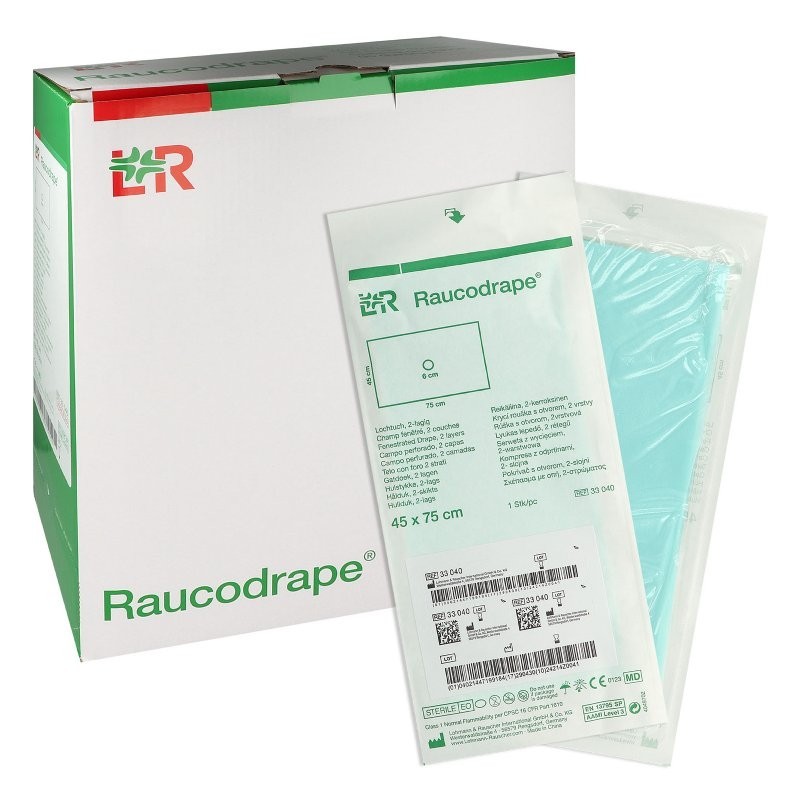 Operační rouška Raucodrape® 2-vrstvá, sterilní, otvor 6 cm, 45 x 75 cm, 130 ks