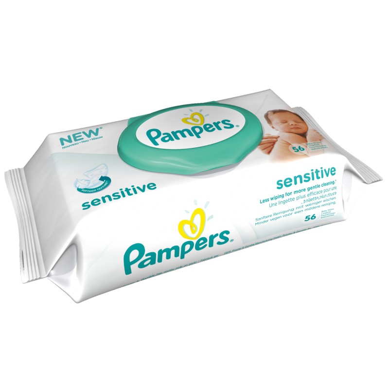 PAMPERS vlhčené ubrousky Sensitive Single, 56 ks v balení