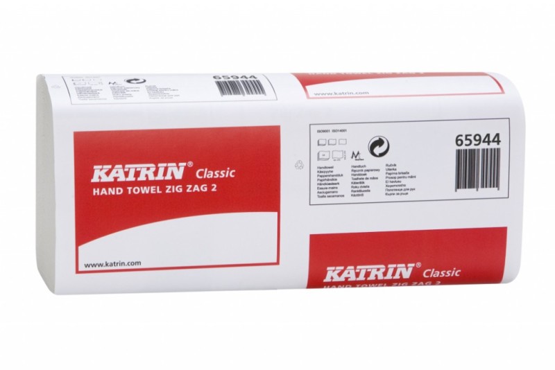 Papierové utierky skladané Katrin Classic 2-vrstvové, biele, 3000 ks