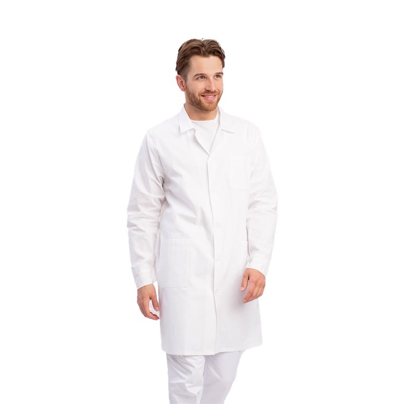 Plášť pánský, bílý na knoflíky