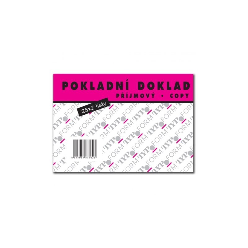 Pokladní příjmový doklad (2x25 listů), samopropisovací, nečíslovaný