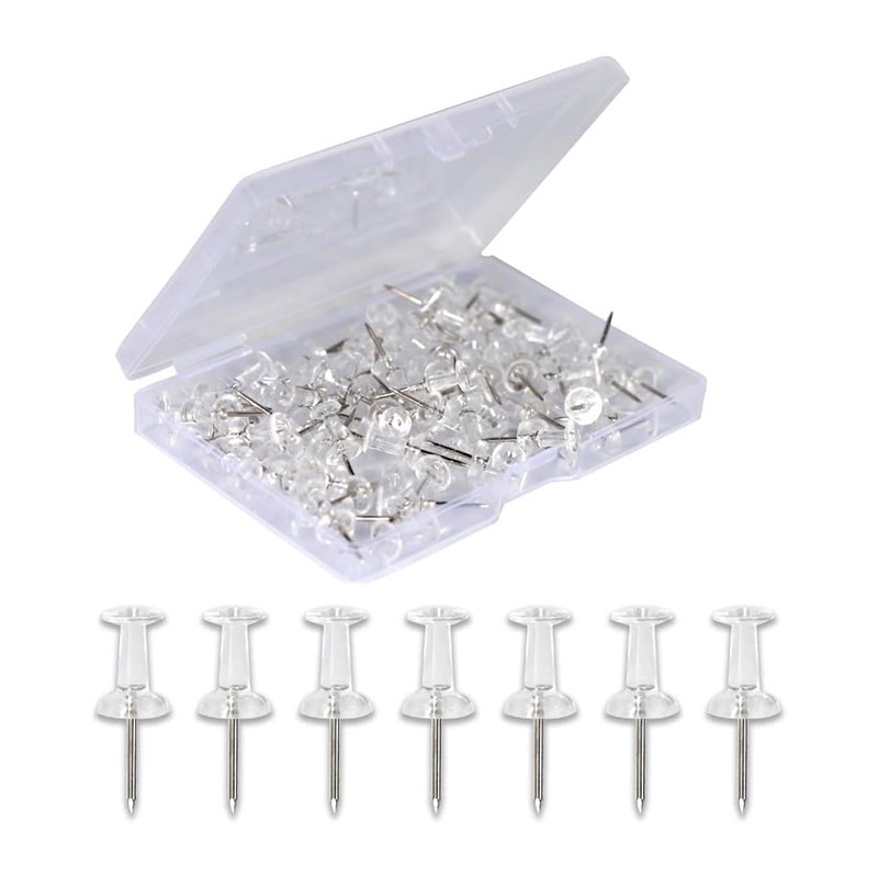 Pripínáčky na korkové tabule, transparentné (bal.100ks)