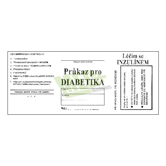 Průkaz diabetika léčeného inzulínem, 100 ks v balení