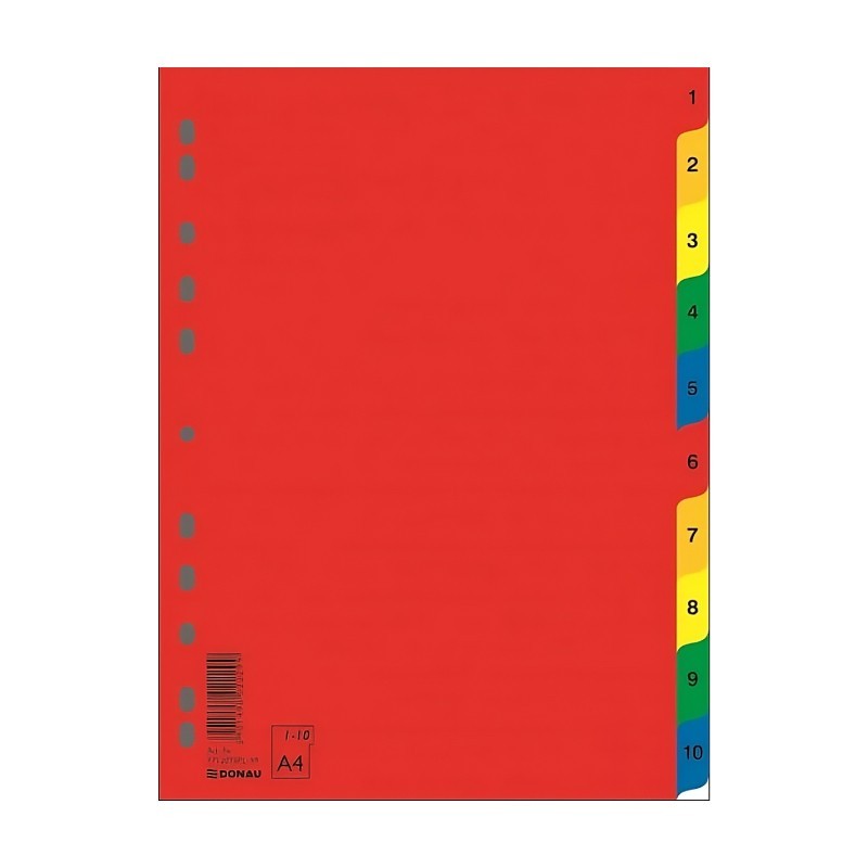 Rozlišovače plastové A4, barevný, sada 1-10