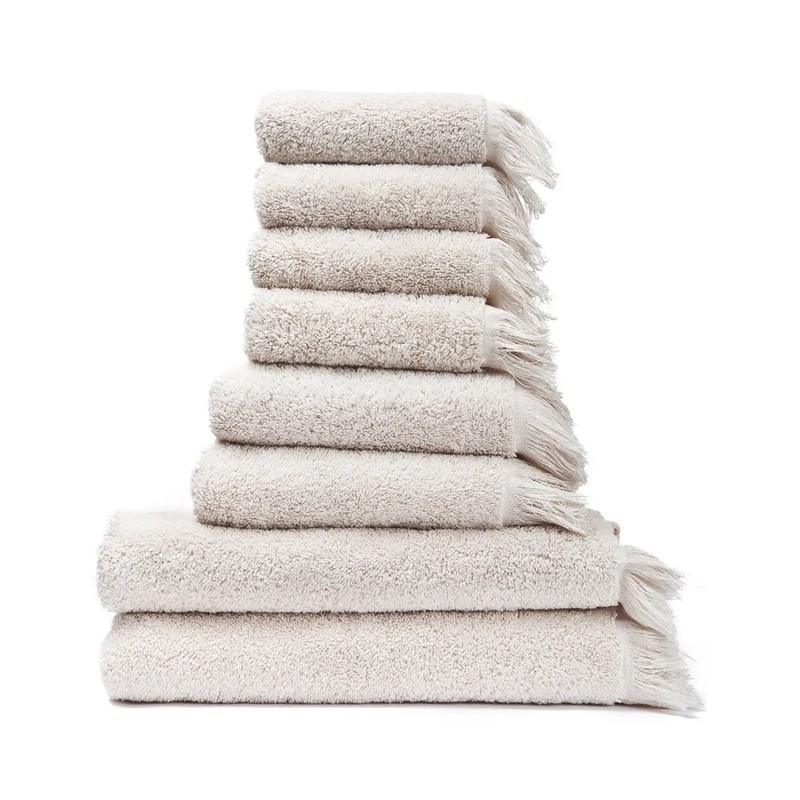 Sada 6 krémových ručníků a 2 osušek ze 100% bavlny