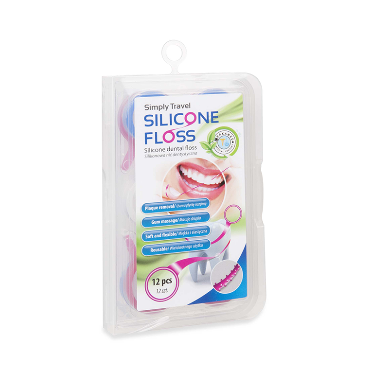 Simply travel - silikonové dentální nitě FLOSS s vroubkováním 12 kusů