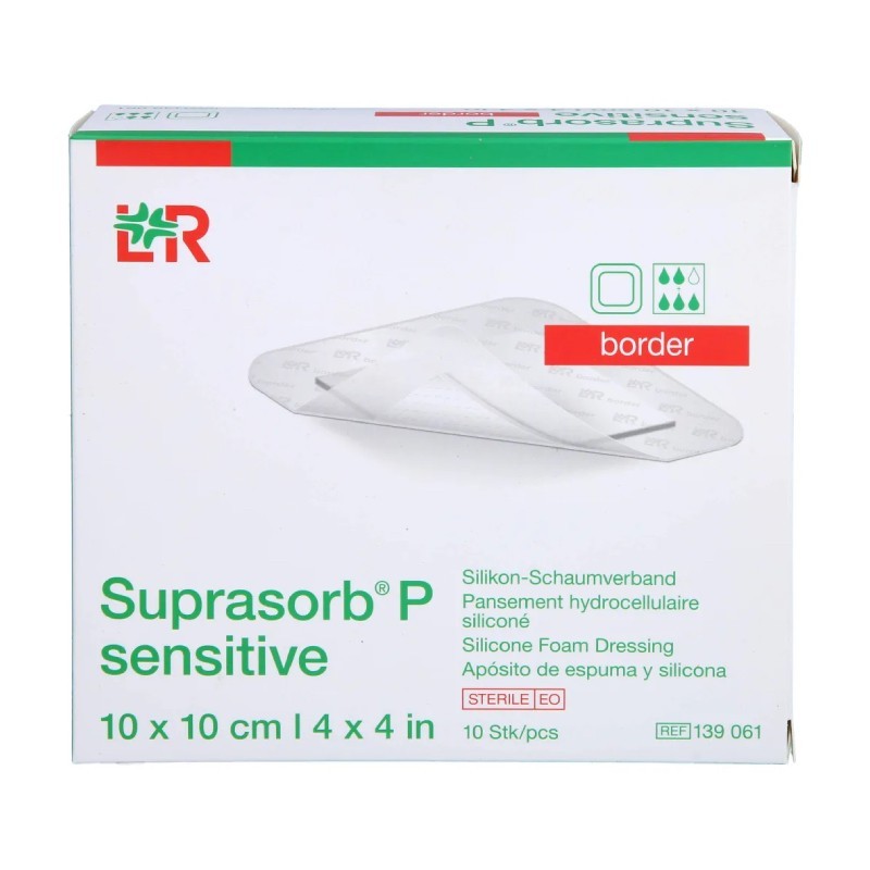 Suprasorb P sensitive border 10x10cm, krytí silikonové, pěnové, sterilní (bal.10ks)