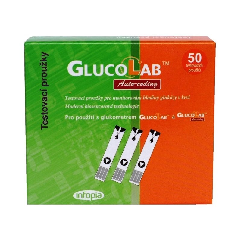 Testovací proužky pro glukometr Glucolab, 50 ks