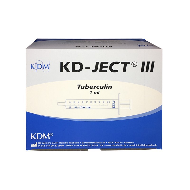 Tuberkulínová injekční stříkačka bez jehly KDM 1 ml, 100 ks