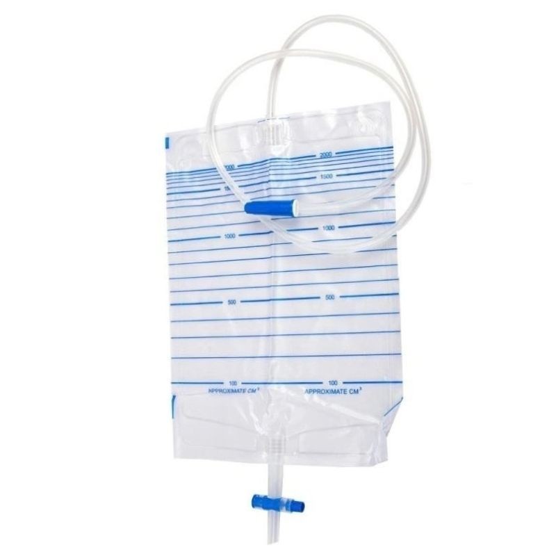 Urinálne vrecko AGMED s dolnou krížovou výpusťou, 2l, hadička 90 cm, sterilné, 10 ks