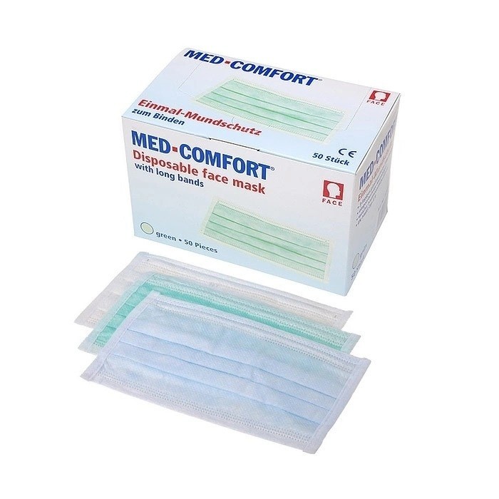 Ústenky operační Med-Comfort, 3 vrstvé s úvazky, bílá, 50 ks, exp. 30. 11. 2023