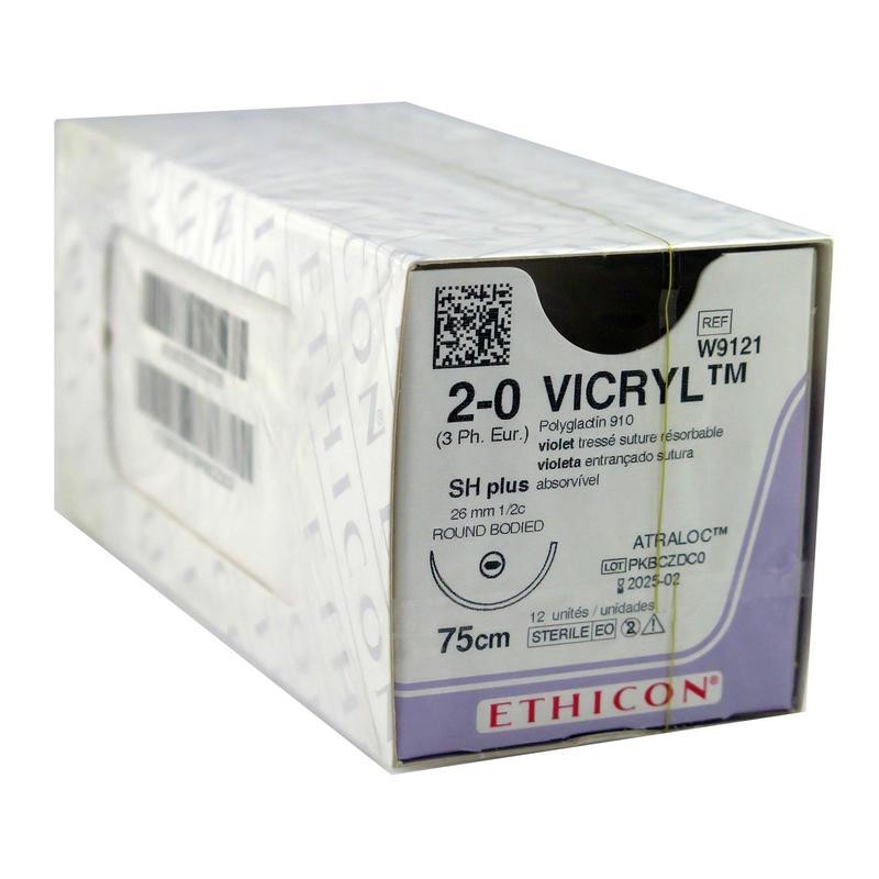 Vicryl Coated fialový 2/0 75 cm MH plus, 12 ks