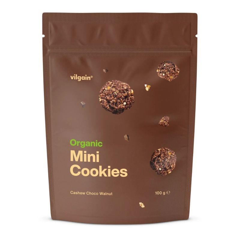 Vilgain Mini Cookies BIO kešu, čokoláda a vlašské ořechy, 100 g
