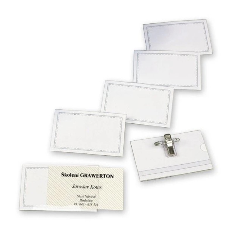 Visačka s klipom a špendlíkom 57x90mm (bal.50ks)