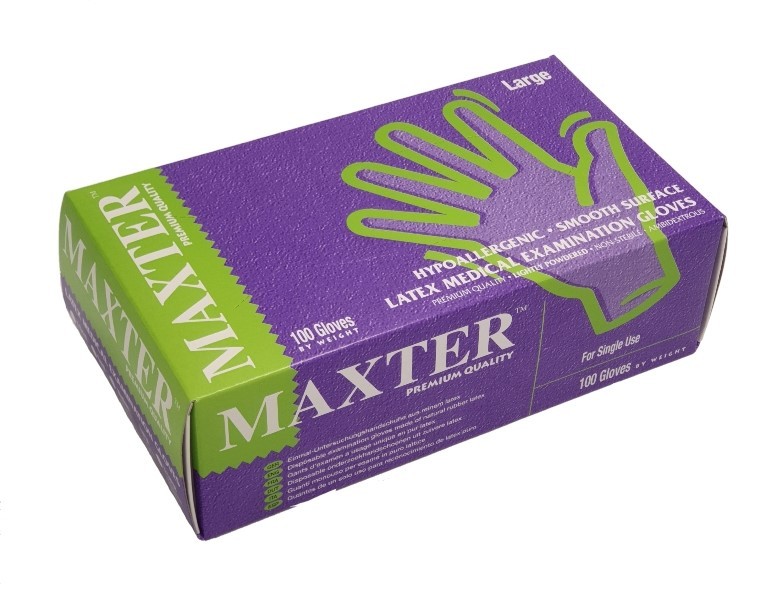 Vyšetřovací rukavice Maxter latex, pudrované, 100 ks