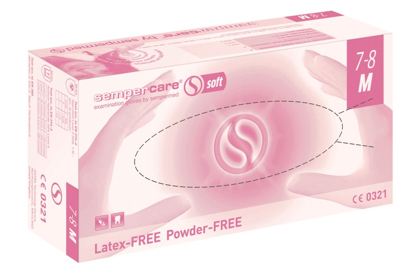 Vyšetřovací rukavice Sempercare Nitrile Soft, nepudrované, růžové, vel. XS, 200 ks