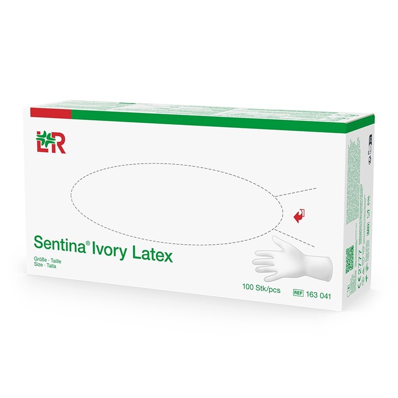 Vyšetřovací rukavice Sentina Ivory, latex, nepudrované, bílé, 100 ks